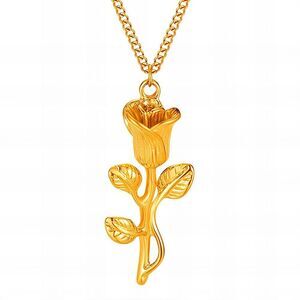Rose Flower 18K Gold Plated Women's Necklace Hypoallergenic Waterproof Jewelry